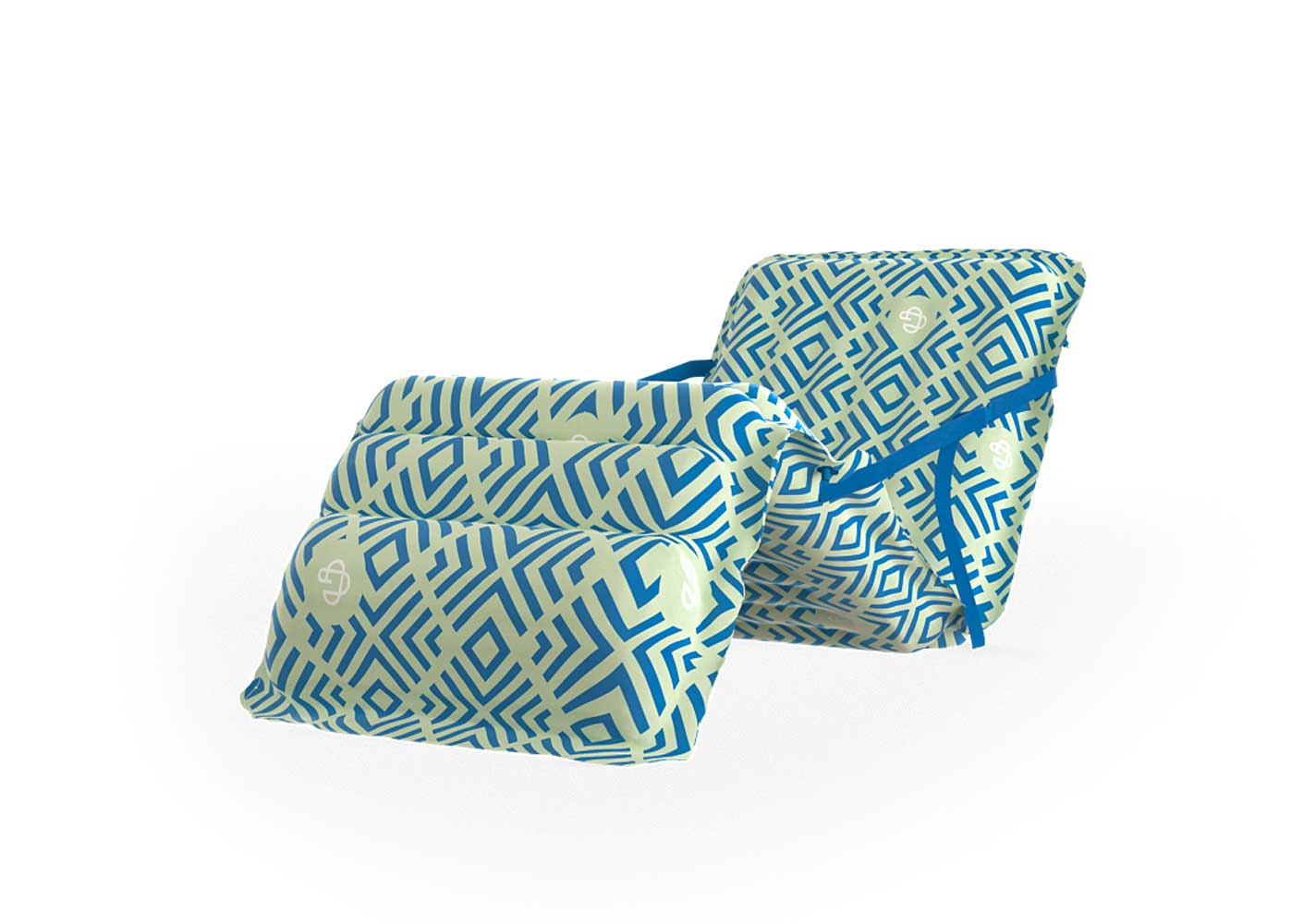 AirGo INFLATABLE LOUNGER | Greek Pattern | Green-Blue